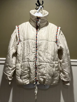 Chaqueta de esquí Bogner vintage marfil colorida flecos cuello alto talla L? Foto 1 de 4