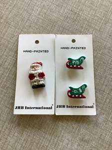 JHB Internacional Pintado a Mano BOTONES DE NAVIDAD Adornos Trineos de Papá Noel - Imagen 1 de 2