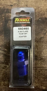 Adaptador macho recto Russell 660460 AN6-6 6AN Flare a 3/8 NPT azul - Imagen 1 de 3