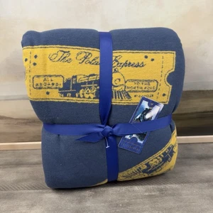 "Manta Pottery Barn The Polar Express para tirar boletos parte posterior de Sherpa 50""x60"" nueva con etiquetas" - Imagen 1 de 7