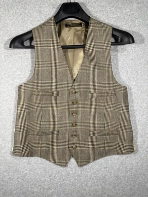 Chaleco de tweed de lana marrón gris vintage Brooks Brothers talla 44 para hombre 4 bolsillos 6 botones Foto 1 de 4