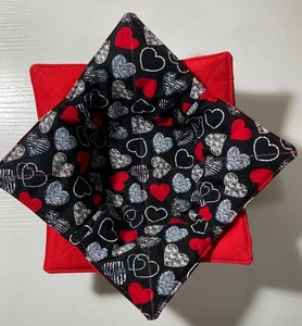 Hearts Theme Bowl Cozy /Buddy/ Holder/ Hugger Microwaveable Handmade - Picture 1 of 4