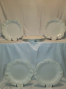 Lenox Butler's Pantry Gourmet Dinner Plates Scalloped 12" Ivory Cream Set of 5 - Picture 1 of 9