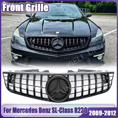 Glossy Black Grille For Mercedes Benz SL-Class R230 09-12 SL500 SL550 SL600 SL63 - Image 1 of 4