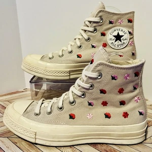 Converse Chuck 70 Summer Energy W 7.5 Shoes Embroidered Floral Desert Sand Egret - Picture 1 of 7
