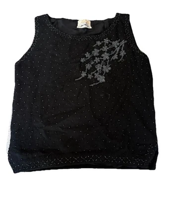 Suéter negro vintage años 40/50 con cuentas a mano de lana de cordero de angora totalmente forrado Japón Foto 1 de 4