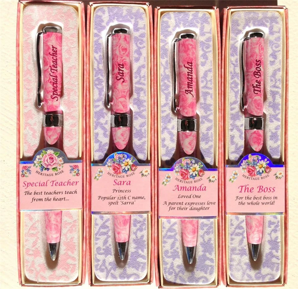 MULBERRY Plumas personalizadas con nombre para dama en caja-Yvonne/Zoe/Mi pluma/Alguien especial/Amy/Janet