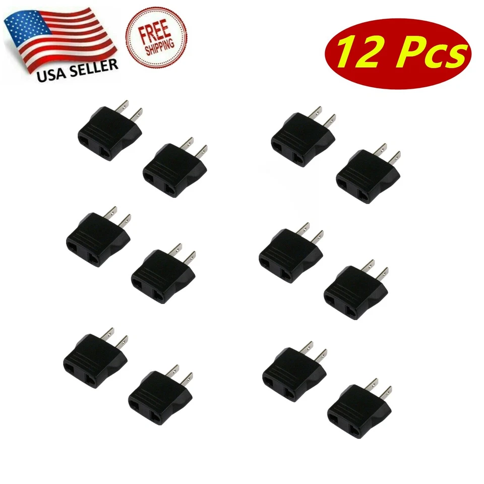 2 X 220v to 110v Travel Flat Plug Charger Adapter Convert