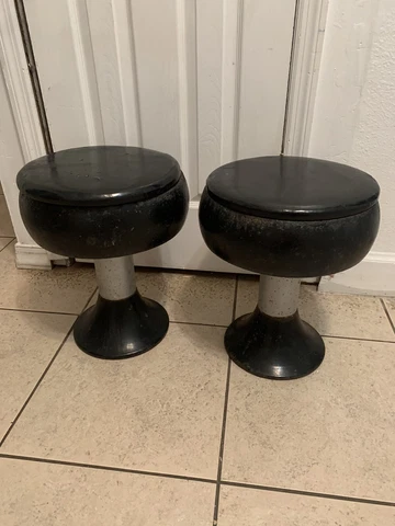 Vintage 2 Kids Soda Fountain Swivel Padded Bar Stools Ice Cream Cast Iron Base Cover