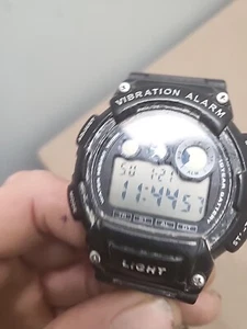 Casio Men's Quartz Vibration Alarm Black Resin Watch W735h - Picture 1 of 10
