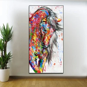 Canvas Painting Animal Wall Art Pictures Colorful Horse Prints Art Wall Pictures - Picture 1 of 4