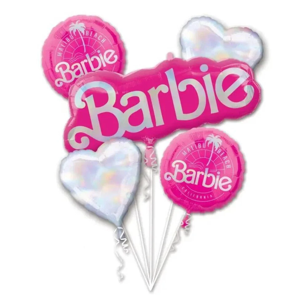 Pink Barbie Foil Balloon Bouquet 5pcs Kids Girls Birthday Party Decorations - image 1 of 1