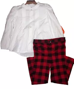 Toddler Girls White Button Up Shirt & Red Plaid Pants Holiday Outfit Set Sz 4T - Picture 1 of 4