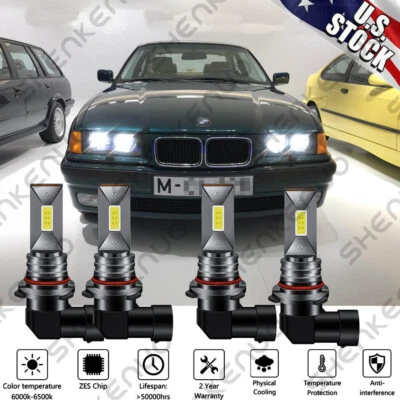 Kit de faros LED Fit bombilla Hi & Lo para BMW 328is 1996-1999 juego de 4 lámparas de repuesto Foto 1 de 4