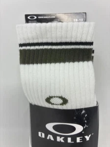 CALCETINES ESENCIALES Oakley para hombre (3 piezas), blancos, rayas verdes militares, grandes EE. UU. - Imagen 1 de 3