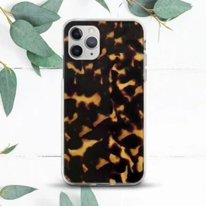 Aesthetic Tortoise Shell Dark Case For iPhone 7 8 X SE 11 12 13 14 15 Pro Max XR - Picture 1 of 1