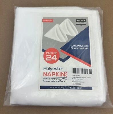 White Cloth Dinner Napkins Set Of 24 Polyester 18”x18” Utopia Home NEW! - Image 1 of 4