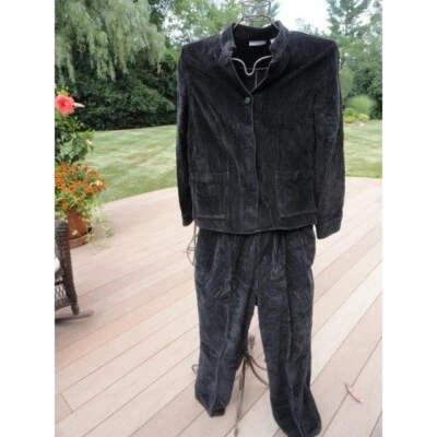 Traje Pantalón Mujer Vintage Petite Nordstrom Dos Piezas Negro Pana Talla Grande Foto 1 de 4