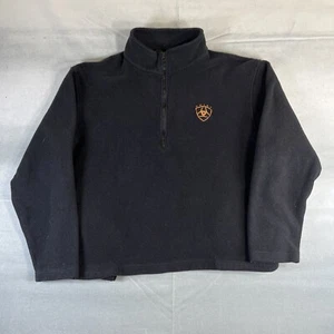 Suéter vintage Ariat para hombre XL (corto) negro 1/4 cremallera pulóver bolsillos de lana - Imagen 1 de 7