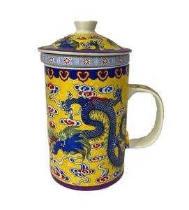 Chinese Hand Painted Vintage Tea Brewing Mug 3 Piece Set 5x3” - Picture 1 of 17