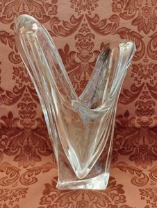 Val St Lambert Crystal 13-1/2" Art Glass Freeform Vase - Picture 1 of 9