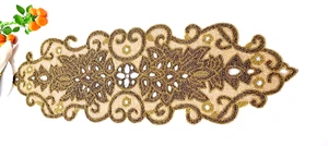 Golden Paisley Embroidered Table Runner Beaded Table Runner Mothers day Gift - Picture 1 of 5