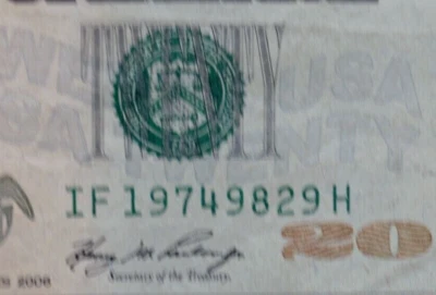 Birthday/ Anniversary Note 1974 $20 Dollar  1974 SEPT 8, FEBRUARY 9,  19749829 - Image 1 of 4