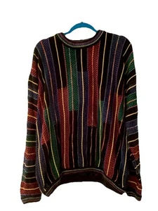 Tundra Canada Sweater SOFT Colorful Coogi Style Cosby Stripe Dot Pattern Size XL - Picture 1 of 7