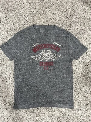 CAMISETA DE MOTOCICLISTA LUCKY BRAND MOTORCYCLES STURGIS PARA HOMBRE XL Gris Foto 1 de 4
