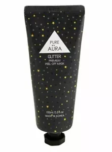PURE AURA Premium Glitter Peel-Off Charcoal Face Mask Purifies Full Size New - Picture 1 of 6