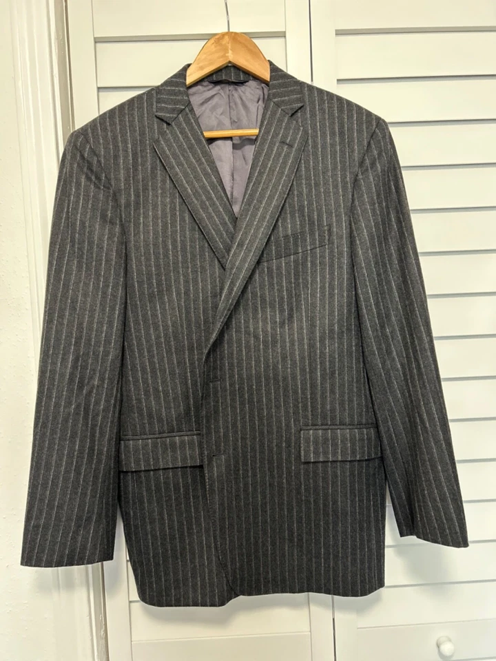 Traje de tres piezas Brooks Brothers 1818 Regent gris oscuro rayas lana italiana 45R Foto 1 de 4