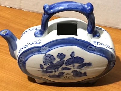 eapot Azul Y Blanco La Colección Cantón?  T chino pintado a mano vintage Foto 1 de 4