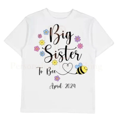 Bumble Bee Big Sister / Brother To Be Pregnancy Announcement Tshirt / Bodysuit — 第 1/2 张图片