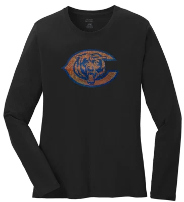 Women's Chicago Bears Ladies Bling Long Sleeve T-Shirt Size Shirt S-4XL - Image 1 of 2