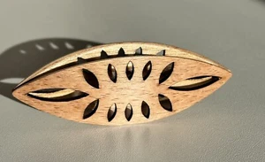 Handcrafted Wooden Tatting Shuttle – 3" Long, 1" Wide – Symmetrical Cutouts - Picture 1 of 11