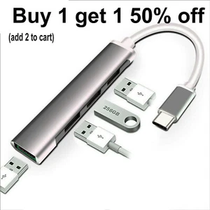 4 Ports USB C Hub Type C to USB 3.0 Hub Adapter for MacBook Android PC w/ Type-C - Picture 1 of 9
