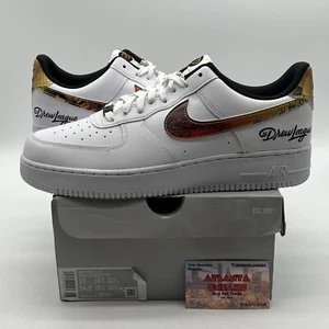 Size 13 - Nike Air Force 1 2021 Drew League White Red Leather Navy (DM7578-100) - Picture 1 of 8