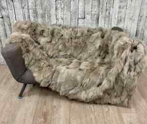 Luxury fox fur blanket throw. Real fur blanket