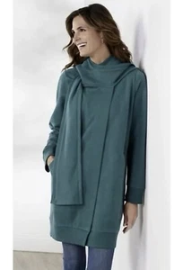 Soft Surroundings Go Lively Travel Wrap Sweater Jacket Long Sleeves Green Small - Picture 1 of 12