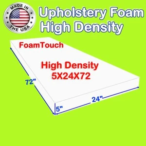 High Density FoamTouch Upholstery Foam Cushion 5" X 24" X 72" -free shipping - Picture 1 of 4