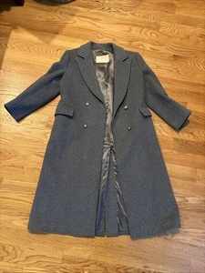 VTG Pendleton USA Women’s Sz 10 Lined Gray Wool Overcoat Long Double Breasted - Picture 1 of 11