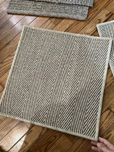 Pottery Barn Chevron Weave Rug Square 18”x18” Rug Linen New Sisal - Picture 1 of 7