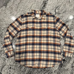 American Eagle Shirt Mens XXL Blue Tan Plaid Long Sleeve Flannel Outdoor #362 - Picture 1 of 9