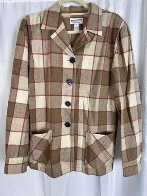 PENDLETON the 49ER plaid retro jacket khaki womens size Large - Image 1 of 4