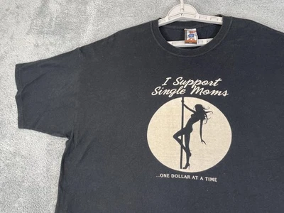 Duck Co Shirt Mens 2XL Black I Support Single Moms Funny Novelty Sexy Explicit - Image 1 of 4