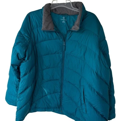 Lands’ End Puffer TEAL with Gray Collar accent size 3X  - Image 1 of 4