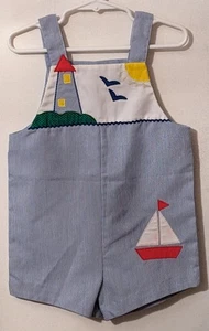 Vintage Baby Togs Boys Sunsuit Romper 4 Toddler Sailboat Nautical Lighthouse  - Picture 1 of 3