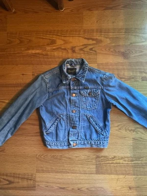 Chaqueta Denim Azul Unisex Años 70/80 Wrangler Talla Niños Jóvenes 14 Hecha en EE. UU. Foto 1 de 4