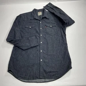 Levi's Men's XL Denim Pearl Snap Shirt Dark Wash Blue Western Cowboy - Picture 1 of 5