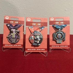 2024 runDisney WINE & DINE Half Marathon *TWO COURSE CHALLENGE* 3 MEDAL PIN Set - Picture 1 of 4